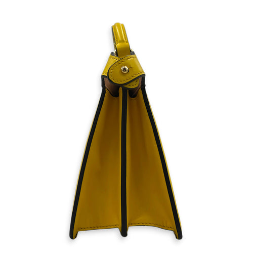 Peekaboo Top Handle Bag Yellow in Calfskin, Gold hardware
