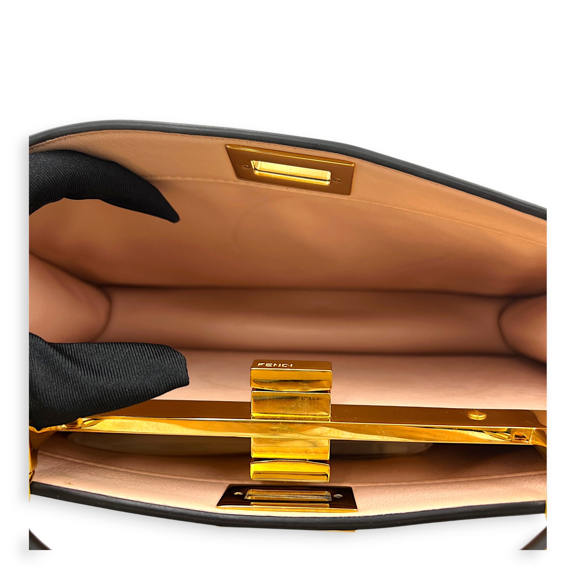 Peekaboo Top Handle Bag Yellow in Calfskin, Gold hardware