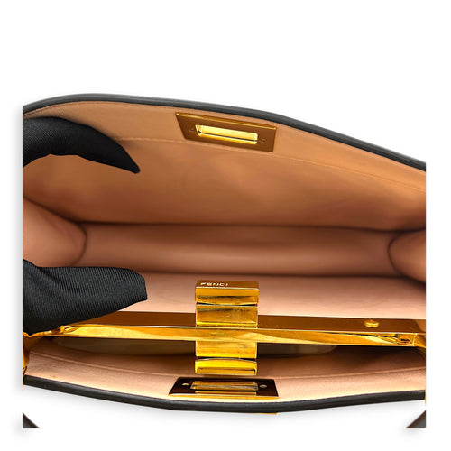 Peekaboo Top Handle Bag Yellow in Calfskin, Gold hardware