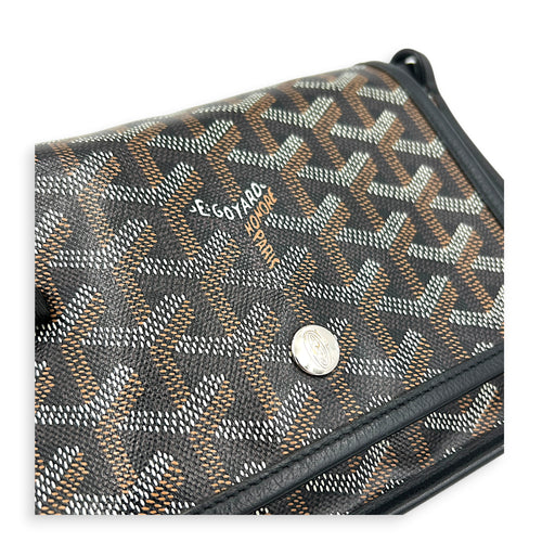 Plumet Pocket Shoulder Bag Black in Coated Canvas, Silver hardware