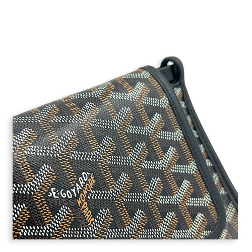 Plumet Pocket Shoulder Bag Black in Coated Canvas, Silver hardware