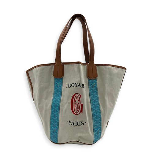 BELHARRA BIARRITZ REVERSIBLE Tote Bag MM Blue in Coated Canvas