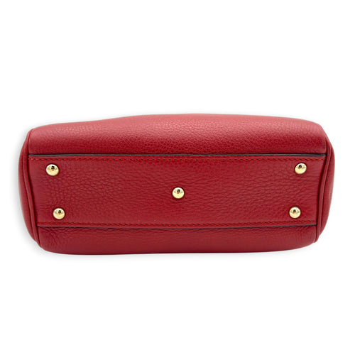 Bamboo Top Handle Bag Red in Calfskin, Gold hardware