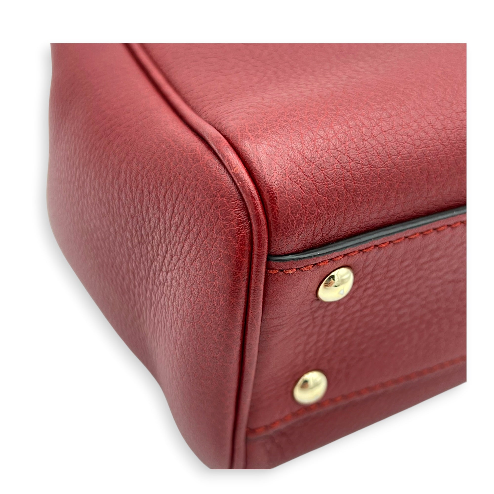 Bamboo Top Handle Bag Red in Calfskin, Gold hardware