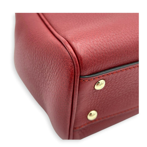 Bamboo Top Handle Bag Red in Calfskin, Gold hardware