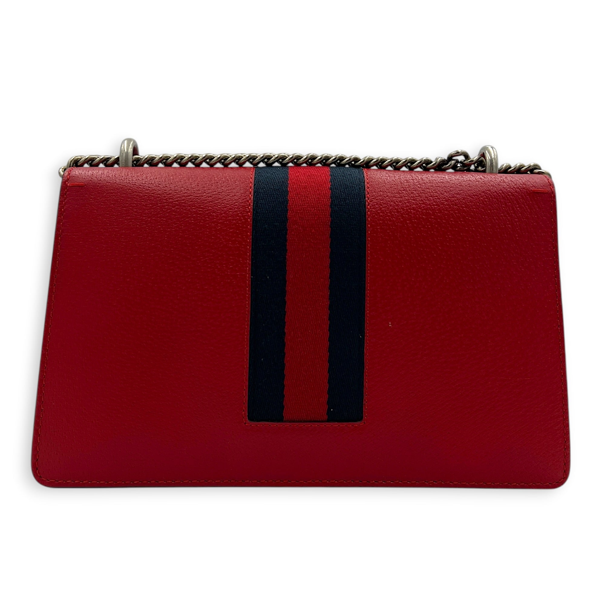 Dionysus Shoulder Bag Red in Calfskin, Gold hardware