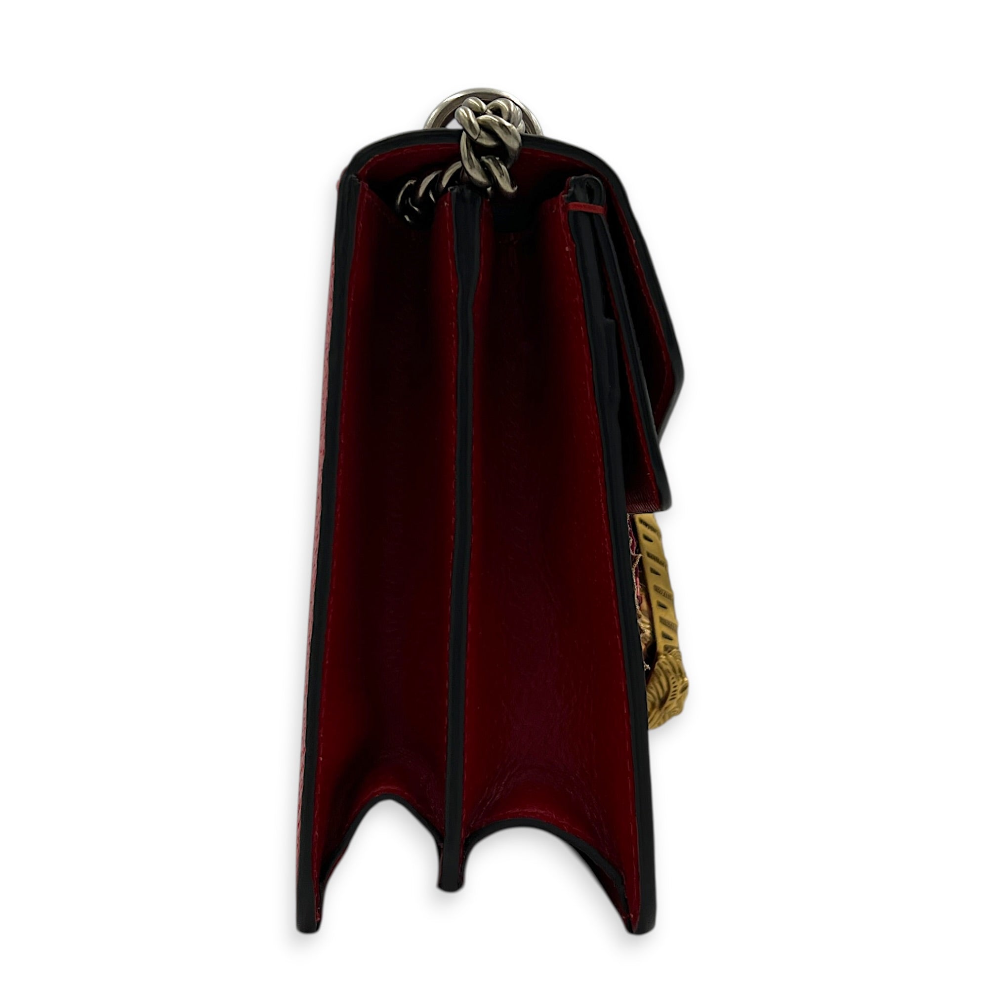 Dionysus Shoulder Bag Red in Calfskin, Gold hardware