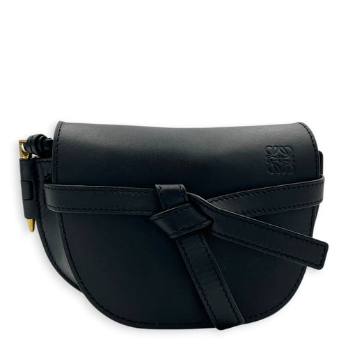 Gate Shoulder Bag Black in Calfskin, Gold hardware