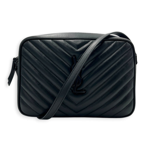 Loulou Shoulder Bag Black in Calfskin, Black hardware