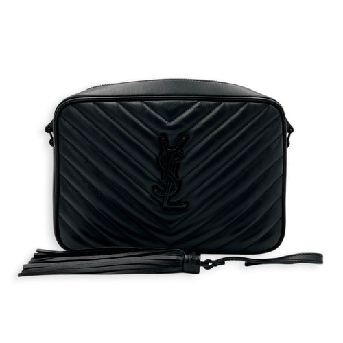 Loulou Shoulder Bag Black in Calfskin, Black hardware
