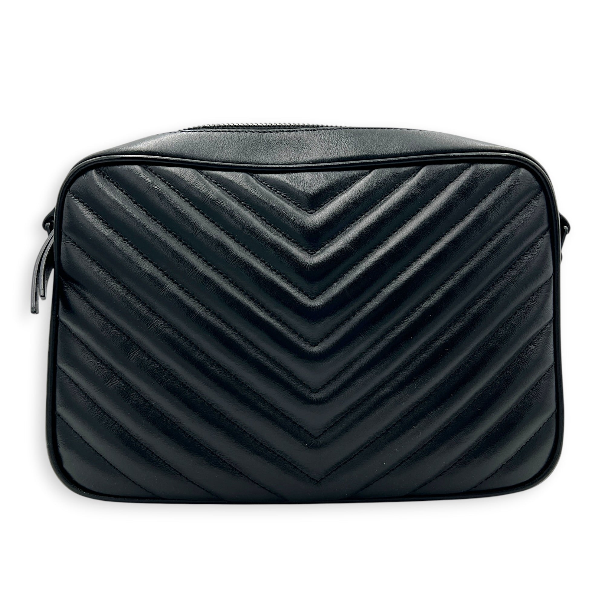 Loulou Shoulder Bag Black in Calfskin, Black hardware