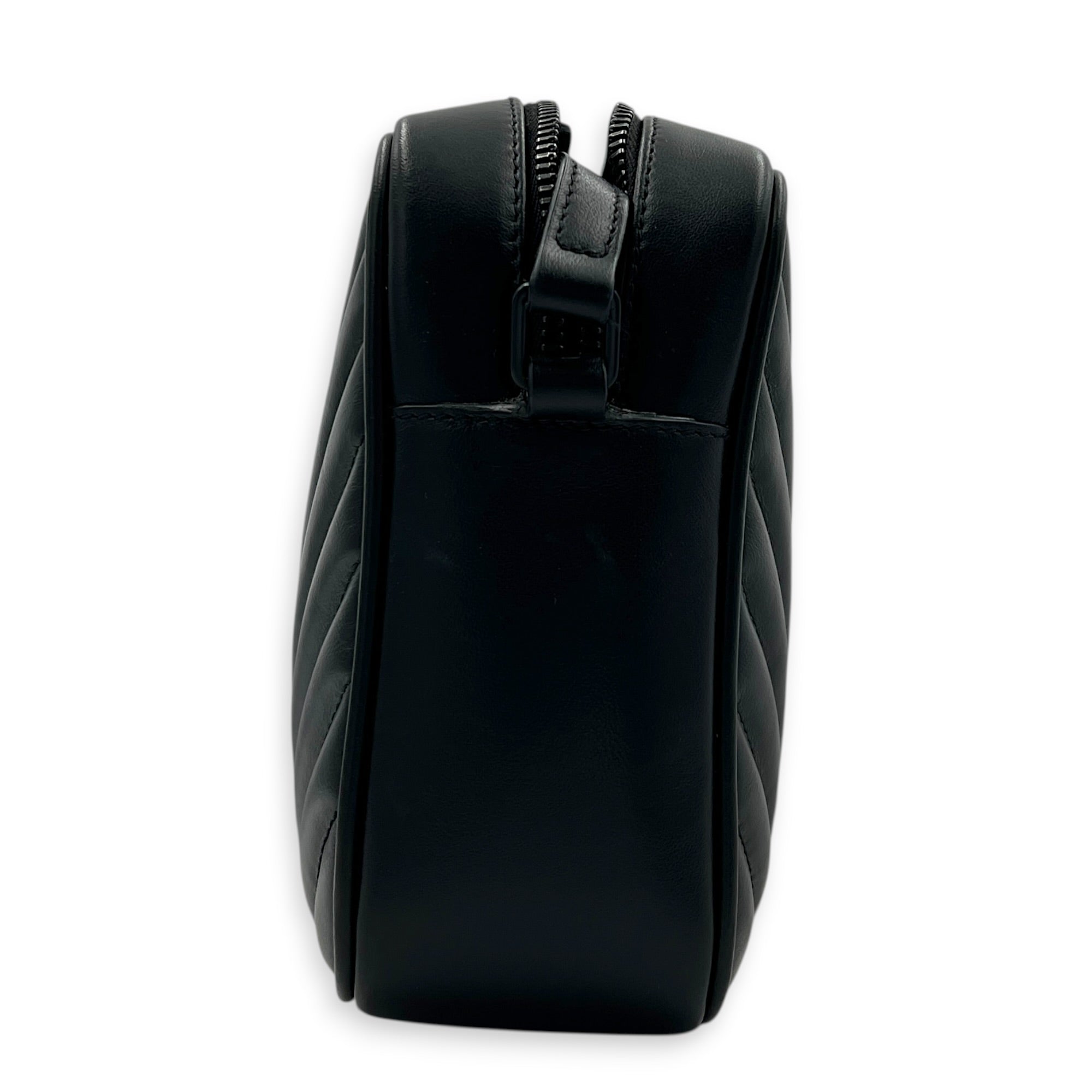 Loulou Shoulder Bag Black in Calfskin, Black hardware