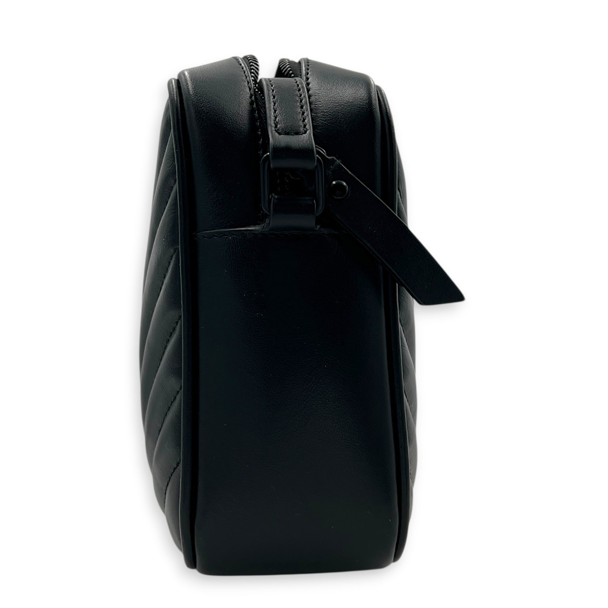 Loulou Shoulder Bag Black in Calfskin, Black hardware