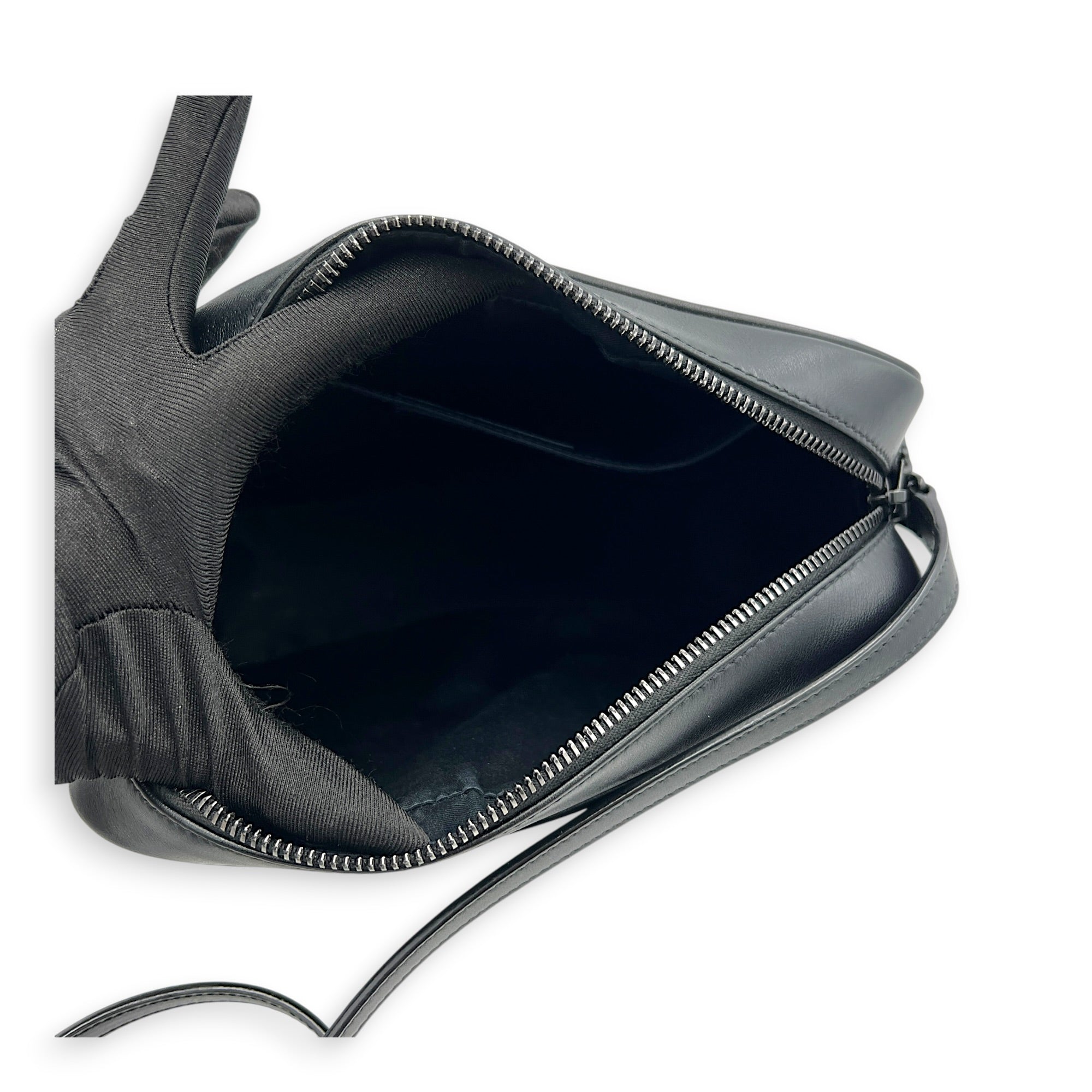 Loulou Shoulder Bag Black in Calfskin, Black hardware