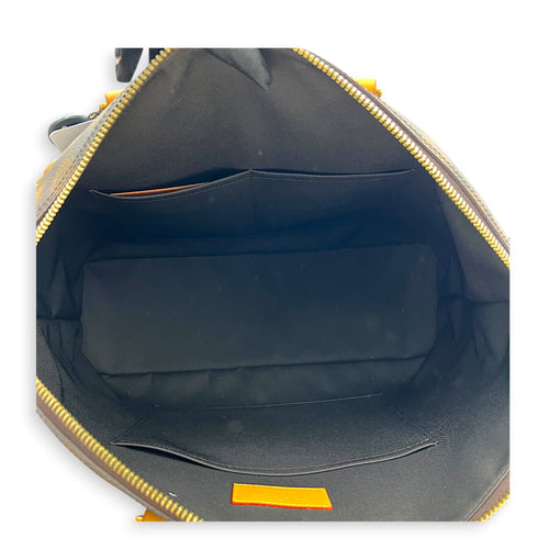Lock It Top Handle Bag Brown in Coated Canvas, Gold hardware