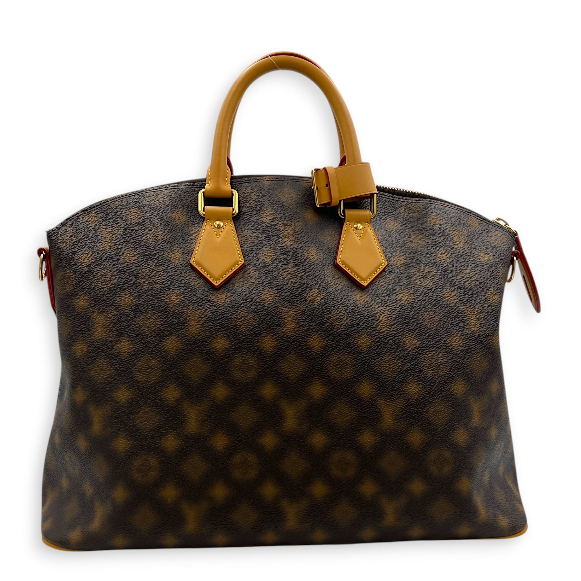 Lock It Top Handle Bag Brown in Coated Canvas, Gold hardware
