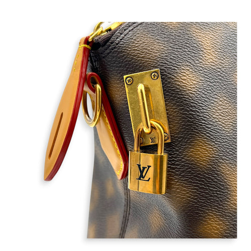 Lock It Top Handle Bag Brown in Coated Canvas, Gold hardware