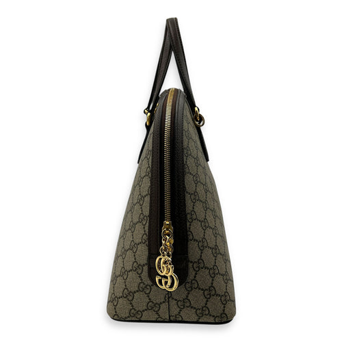 Ophidia Top Handle Bag Grey in Coated Canvas, Gold hardware