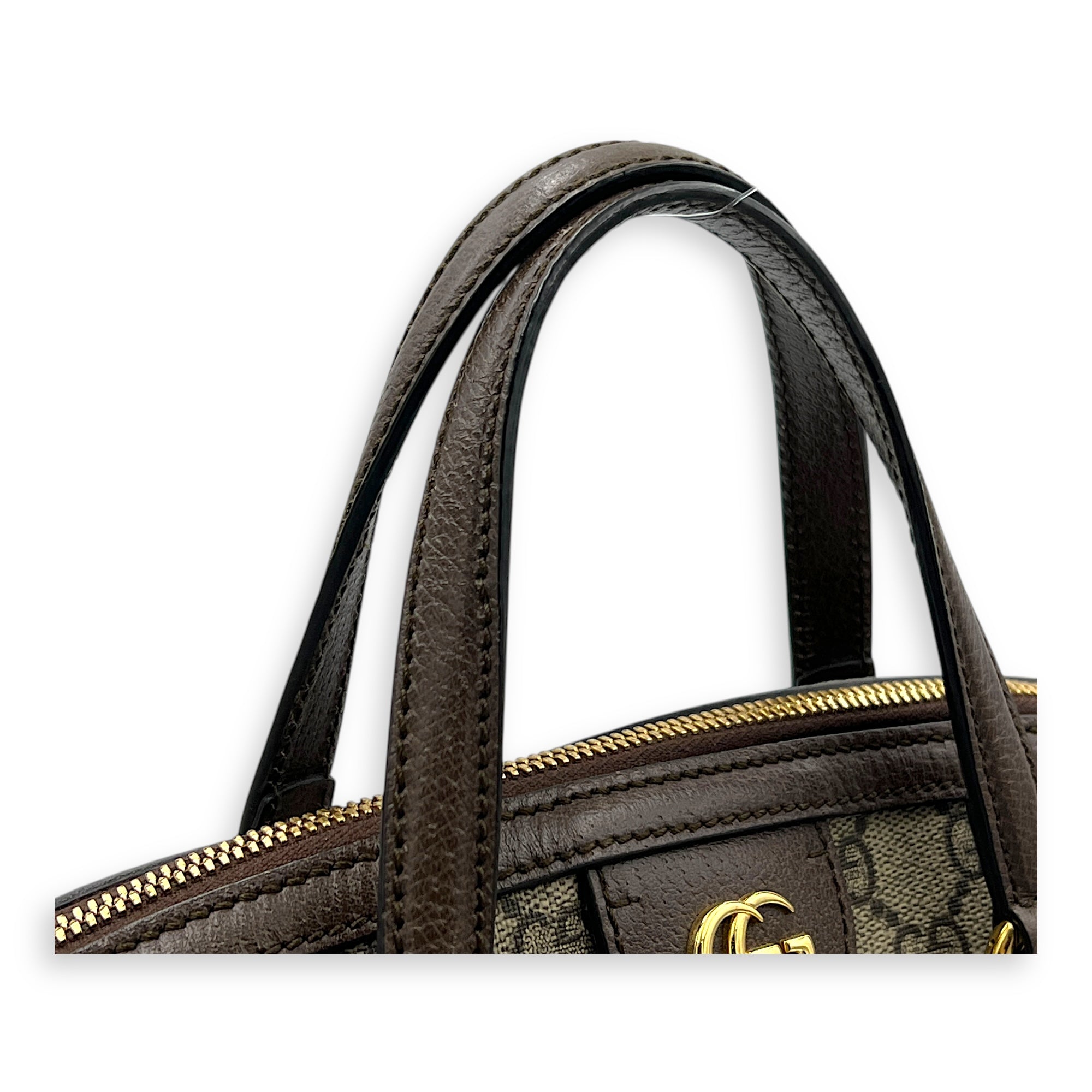 Ophidia Top Handle Bag Grey in Coated Canvas, Gold hardware