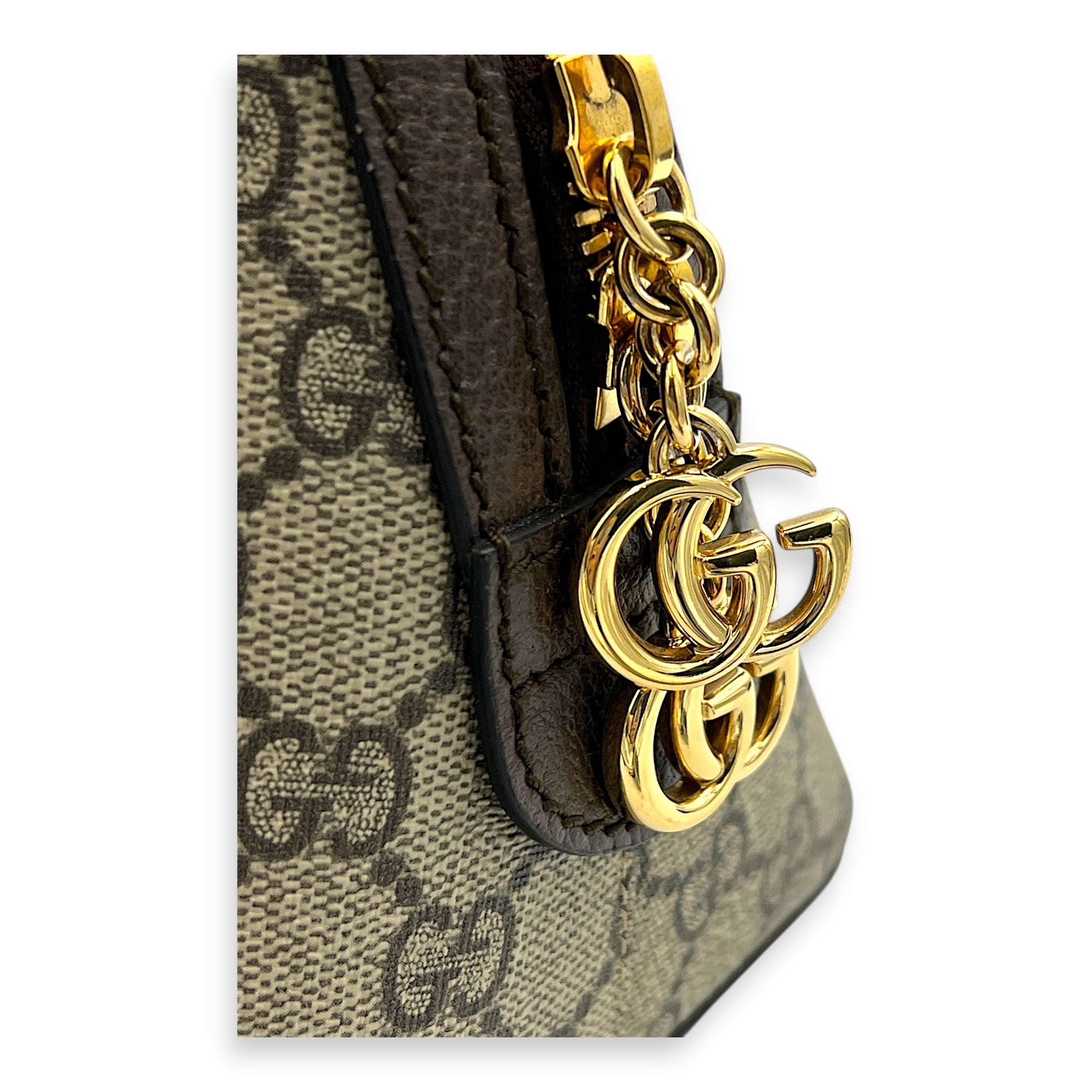 Ophidia Top Handle Bag Grey in Coated Canvas, Gold hardware