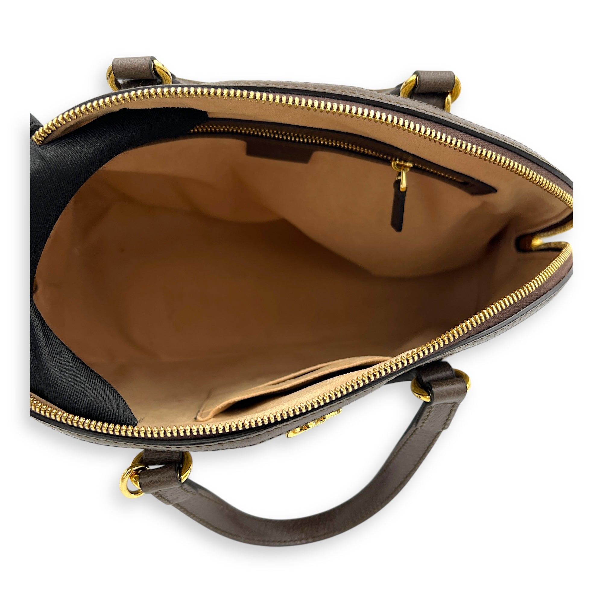 Ophidia Top Handle Bag Grey in Coated Canvas, Gold hardware
