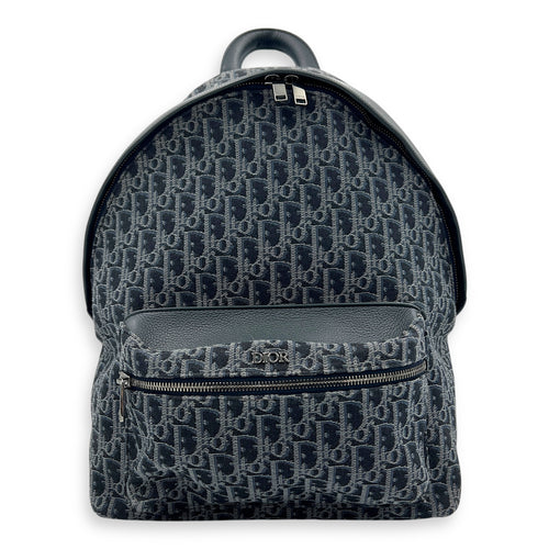 Oblique Backpack Blue in Jacquard, Silver hardware