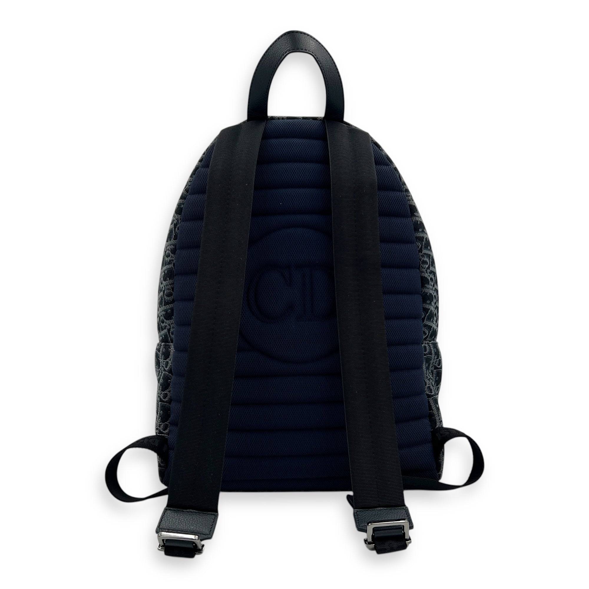 Oblique Backpack Blue in Jacquard, Silver hardware