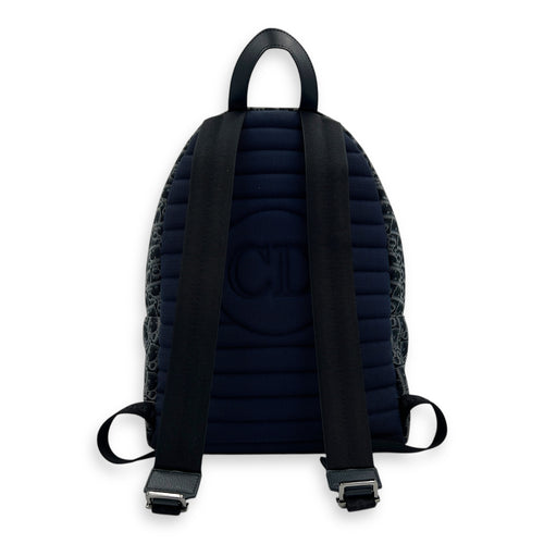 Oblique Backpack Blue in Jacquard, Silver hardware
