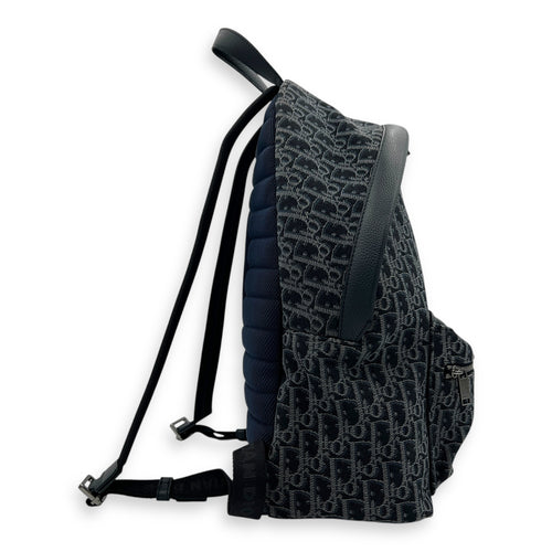 Oblique Backpack Blue in Jacquard, Silver hardware