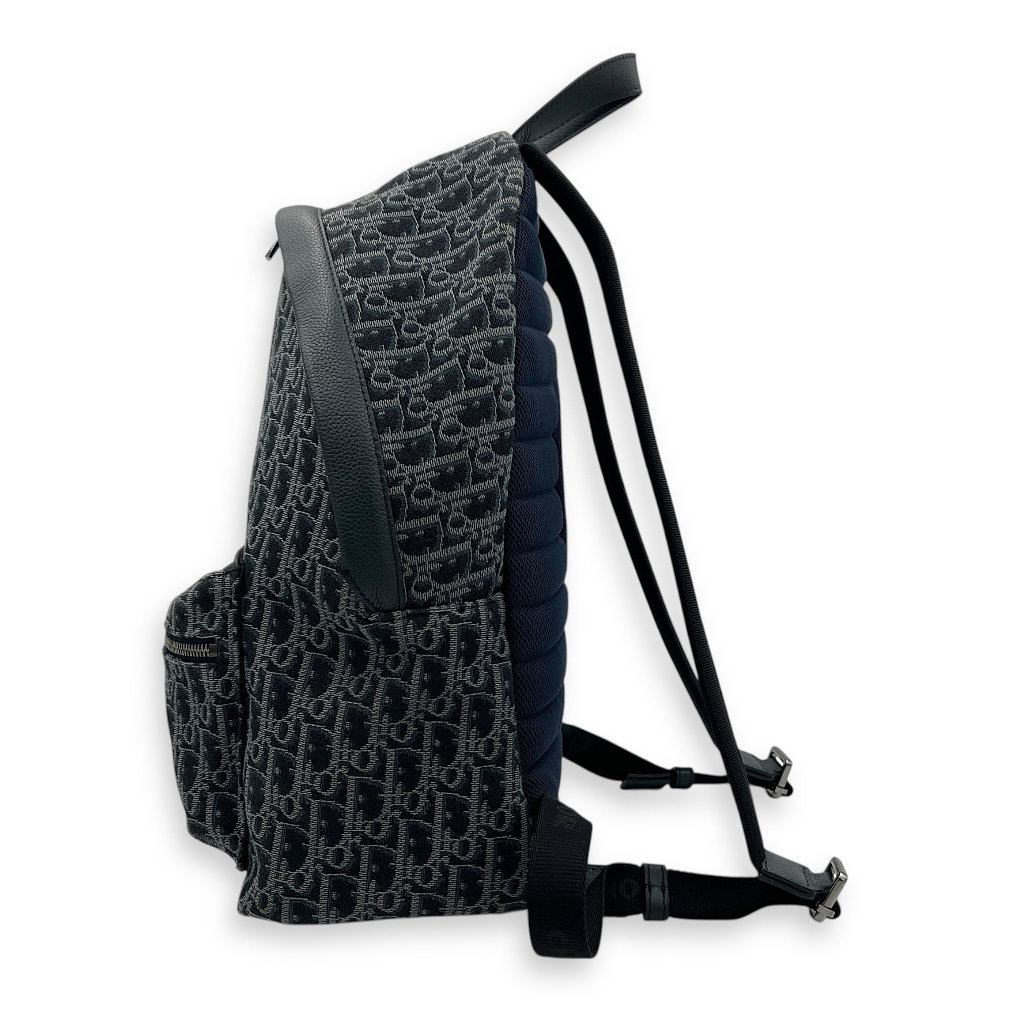 Oblique Backpack Blue in Jacquard, Silver hardware