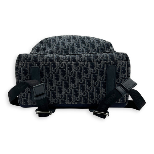 Oblique Backpack Blue in Jacquard, Silver hardware