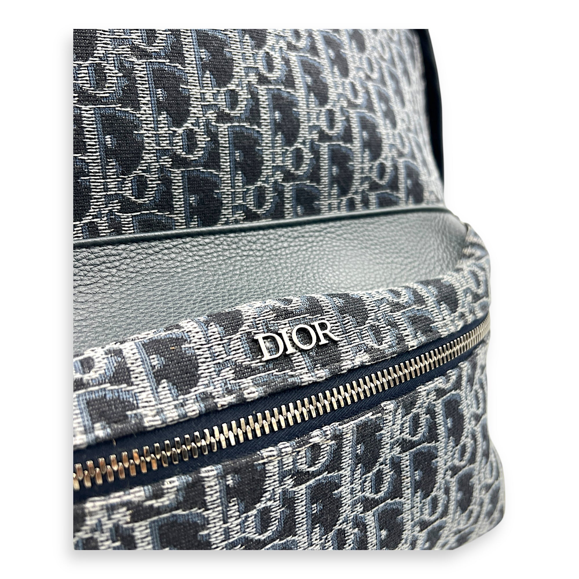 Oblique Backpack Blue in Jacquard, Silver hardware