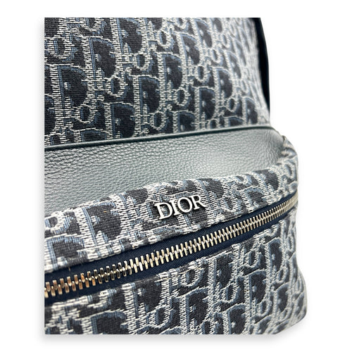 Oblique Backpack Blue in Jacquard, Silver hardware