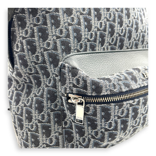 Oblique Backpack Blue in Jacquard, Silver hardware