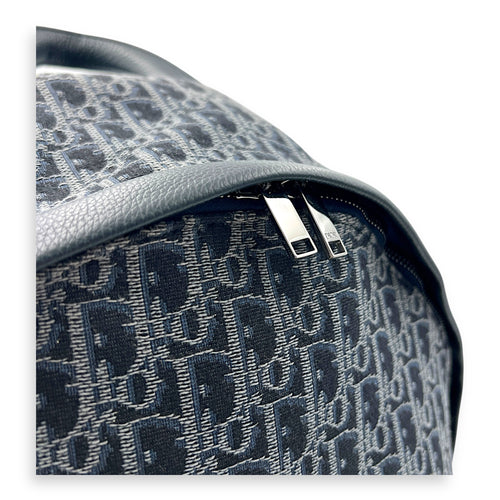 Oblique Backpack Blue in Jacquard, Silver hardware