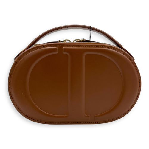 CD Crossbody Bag Brown in Calfskin, Gold hardware