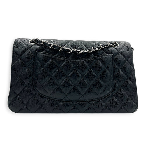 Classic Shoulder Bag Medium Black in Caviar Leather, Silver hardware