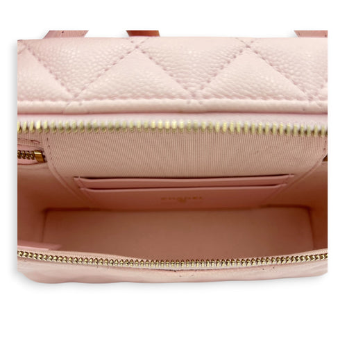 25S Vanity Top Handle Shoulder Bag Pink in Caviar Leather, Gold hardware