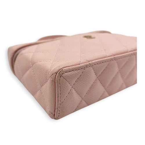 25S Vanity Top Handle Shoulder Bag Pink in Caviar Leather, Gold hardware
