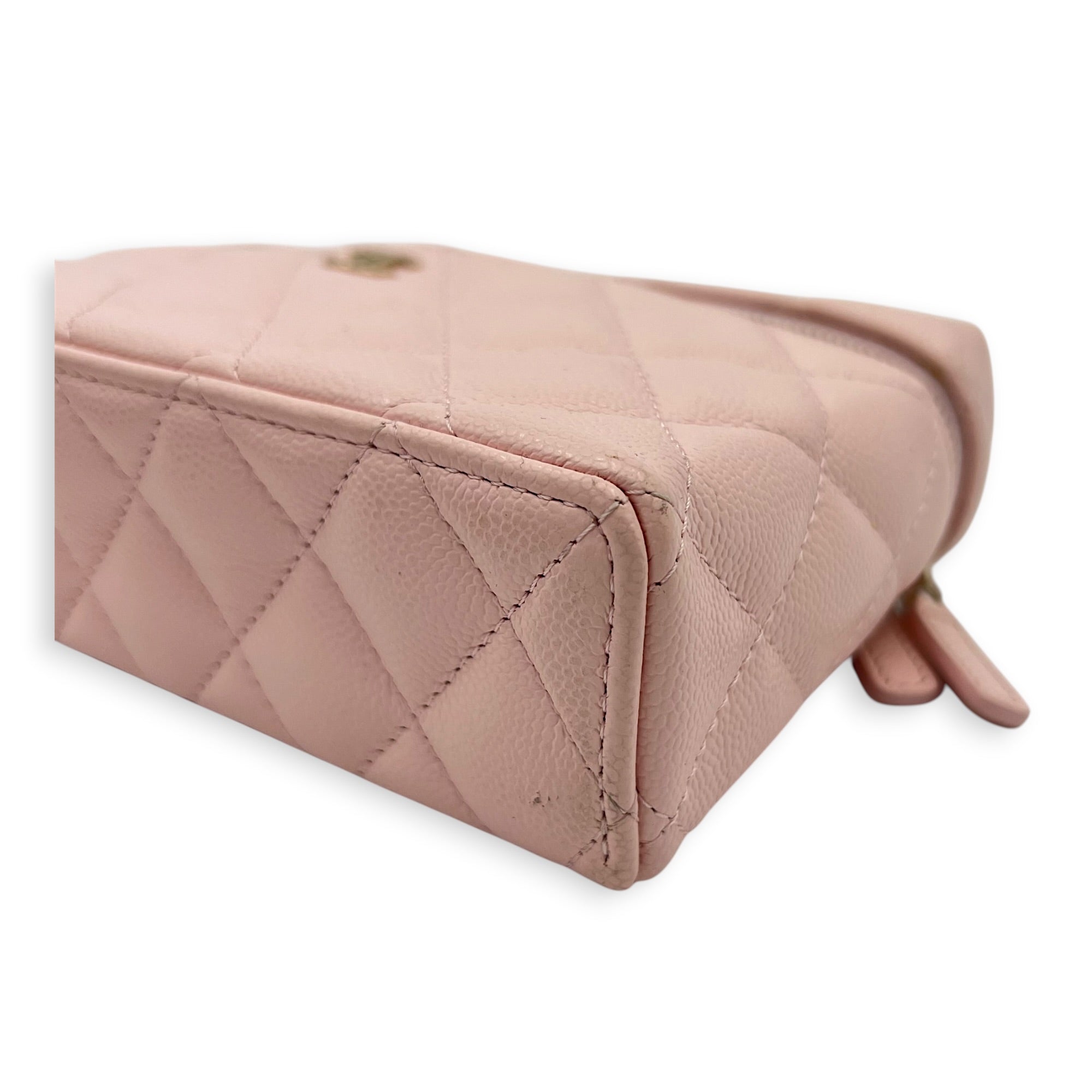 25S Vanity Top Handle Shoulder Bag Pink in Caviar Leather, Gold hardware