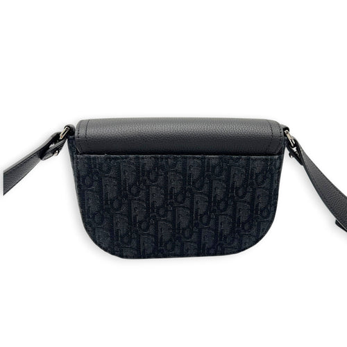 Saddle Shoulder Bag Mini Black in Jacquard, Silver hardware