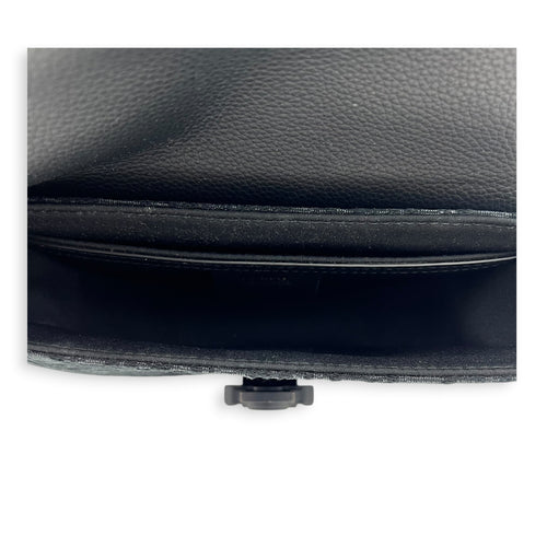 Saddle Shoulder Bag Mini Black in Jacquard, Silver hardware