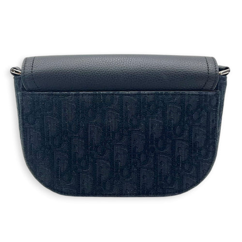 Saddle Shoulder Bag Mini Black in Jacquard, Silver hardware
