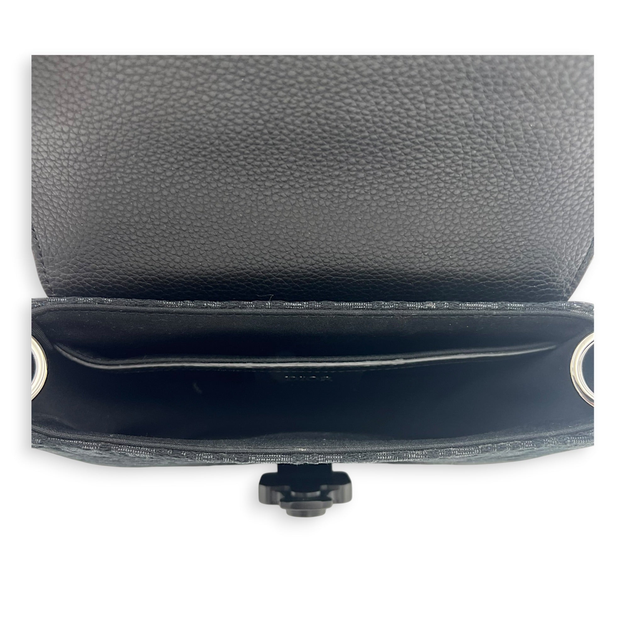 Saddle Shoulder Bag Mini Black in Jacquard, Silver hardware