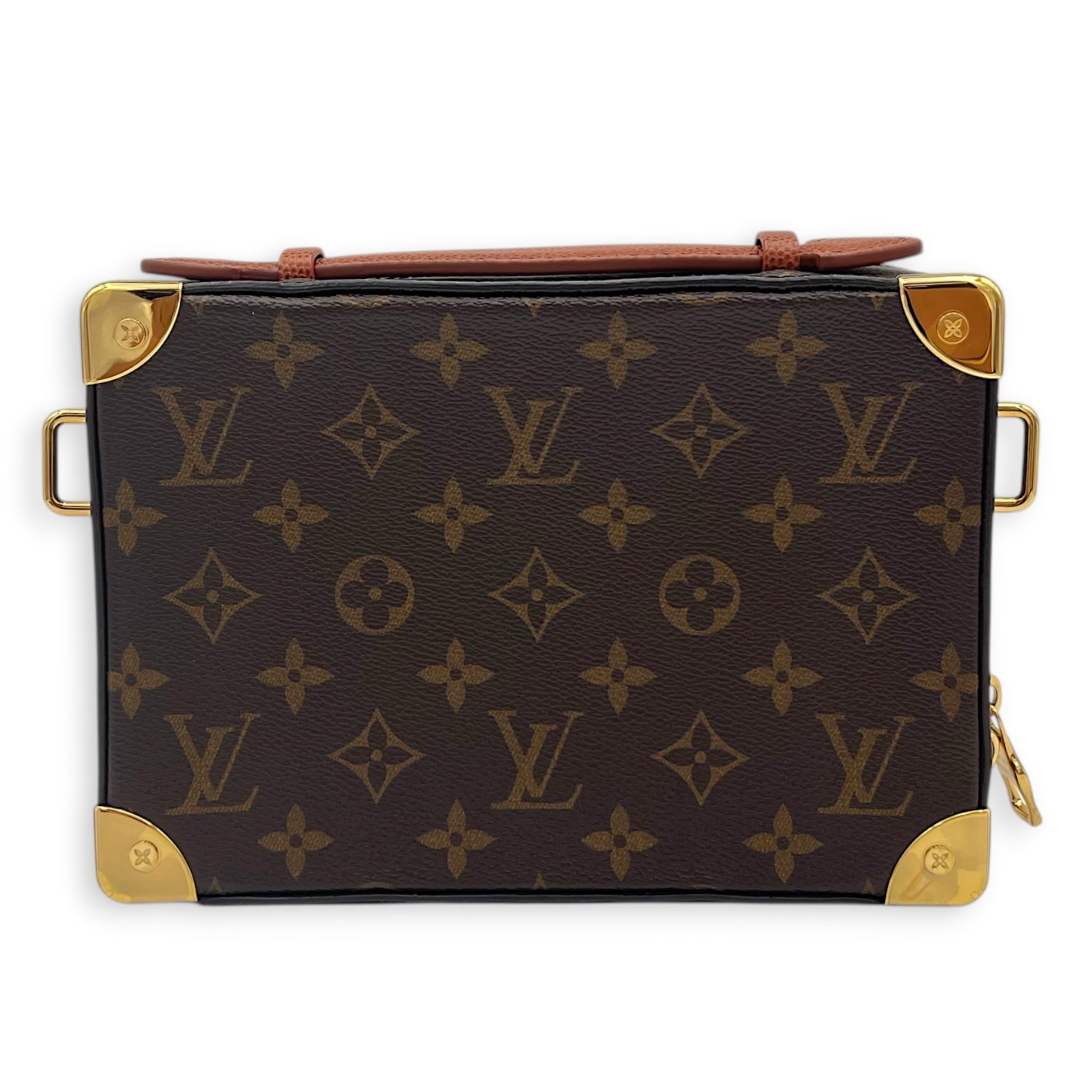 Soft Trunk Shoulder Bag Brown in Monogram Coated Canvas, Gold hardware