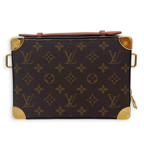Soft Trunk Shoulder Bag Brown in Monogram Coated Canvas, Gold hardware