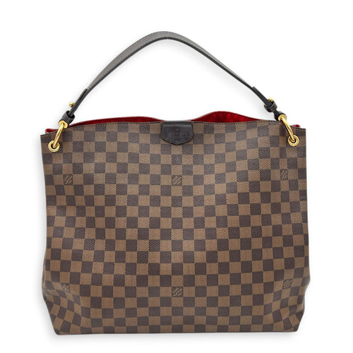 Graceful Shoulder Bag MM Brown in Coated Canvas, Gold hardware