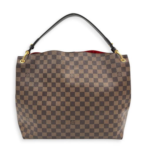 Graceful Shoulder Bag MM Brown in Coated Canvas, Gold hardware