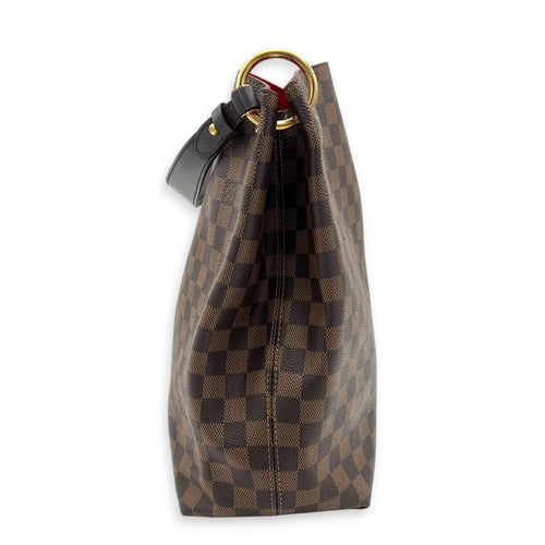 Graceful Shoulder Bag MM Brown in Coated Canvas, Gold hardware