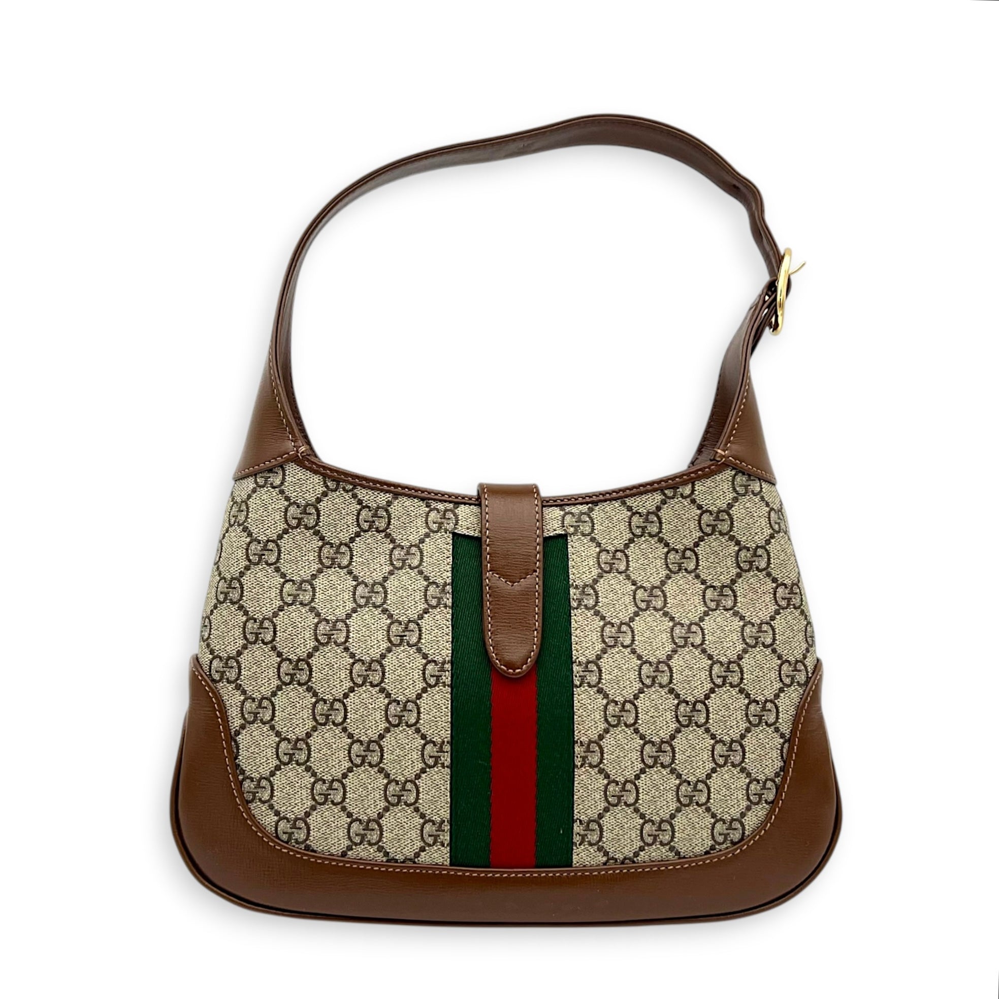 Jackie 1961 Shoulder Bag Brown in Coated Canvas, Gold hardware